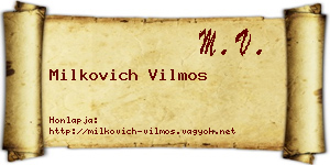 Milkovich Vilmos névjegykártya