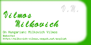 vilmos milkovich business card